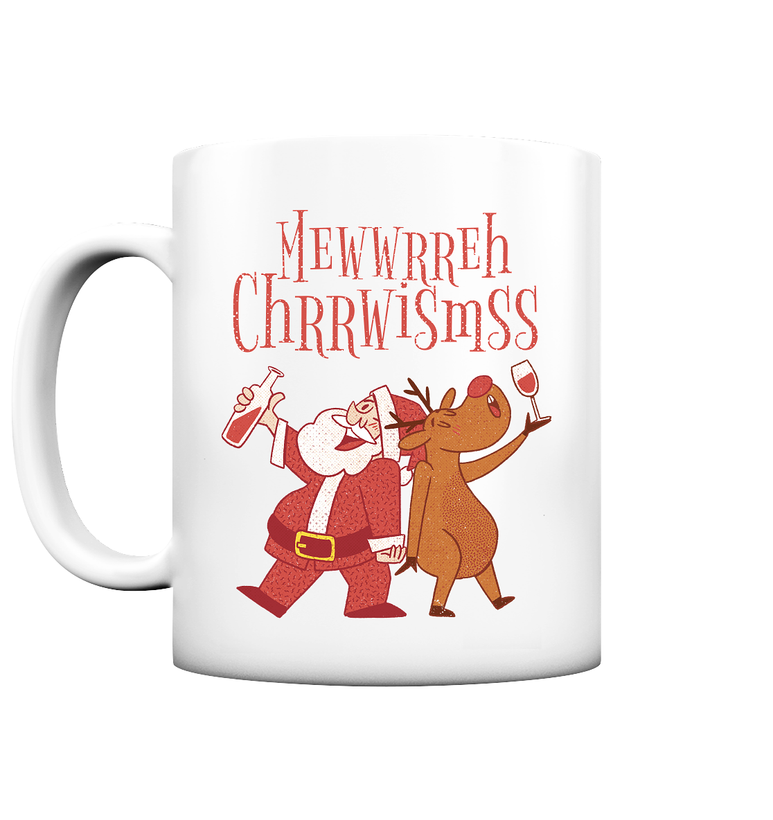 Betrunkerner Nikolaus mit Rentier - Tasse matt