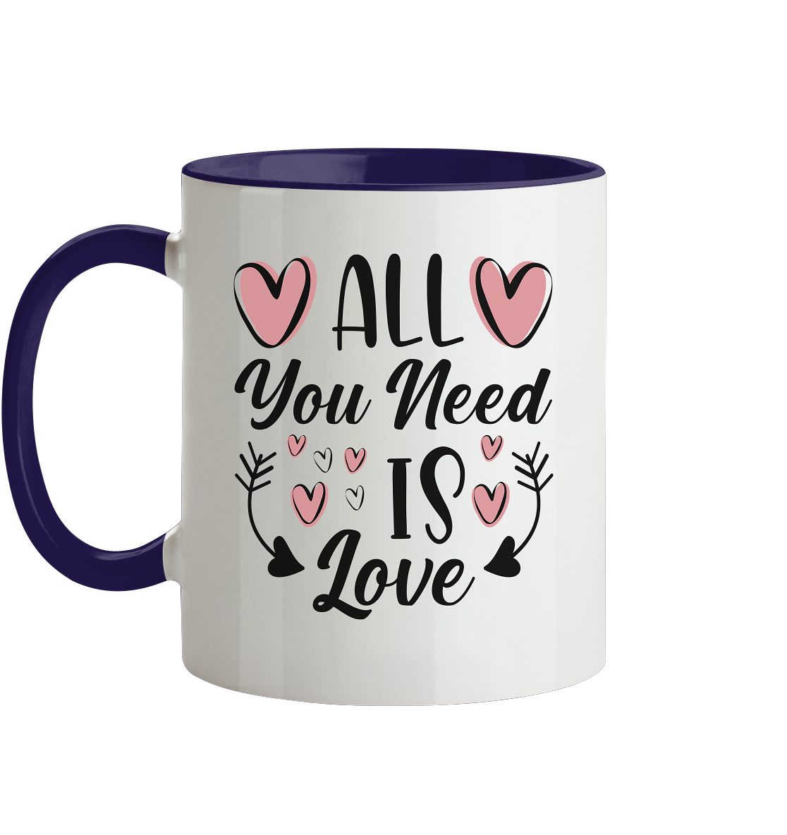 Tasse mit dem Text All you need is love - Tasse zweifarbig - Online Kaufhaus München