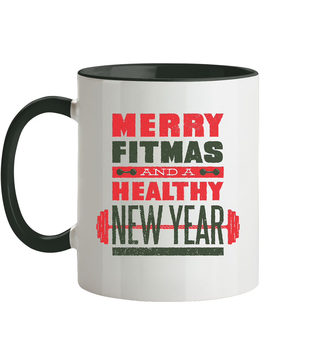 Weihnachtliches Design, Gym, Merry Fitmas and a Healthy New Year - Tasse zweifarbig
