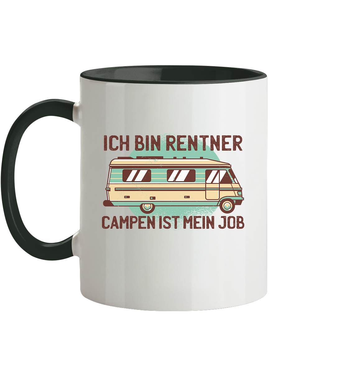 Tasse mit Spruch Ich bin Rentner campen ist mein Job - Tasse zweifarbig - Online Kaufhaus München