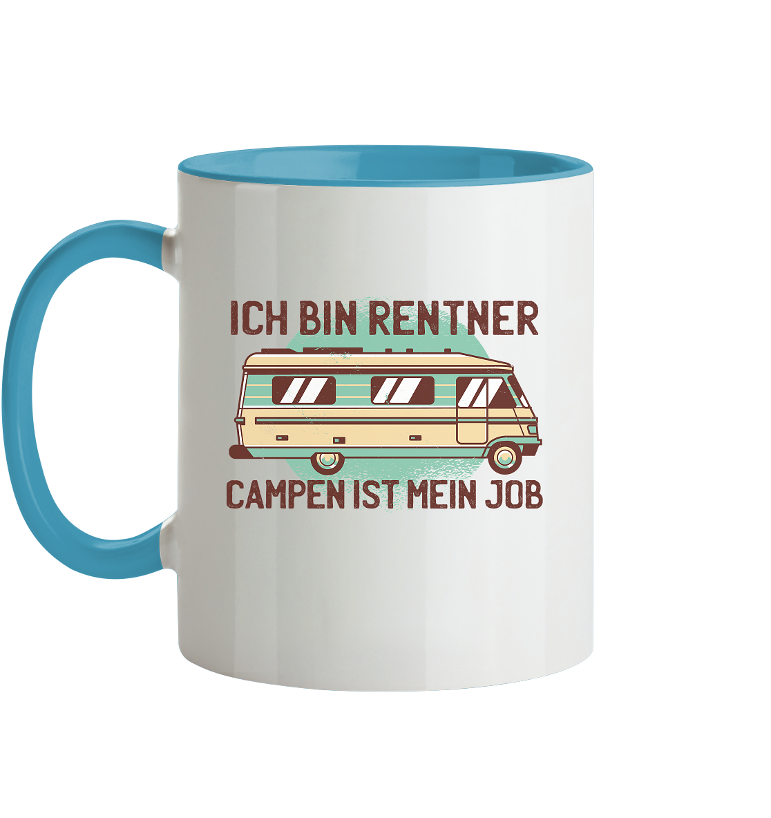 Tasse mit Spruch Ich bin Rentner campen ist mein Job - Tasse zweifarbig - Online Kaufhaus München