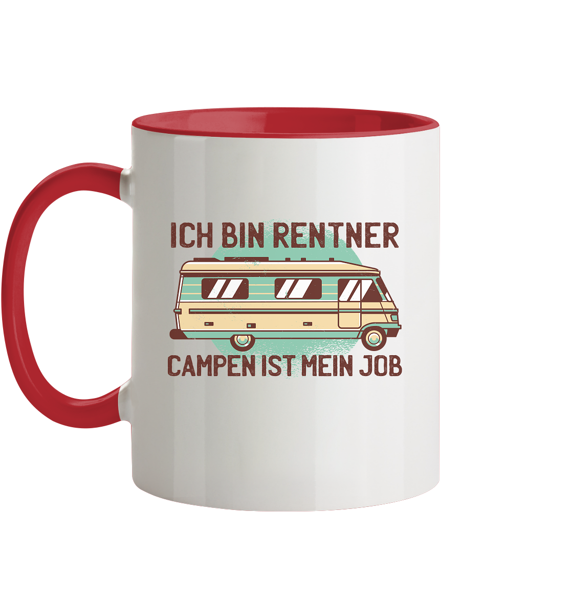 Tasse mit Spruch Ich bin Rentner campen ist mein Job - Tasse zweifarbig - Online Kaufhaus München