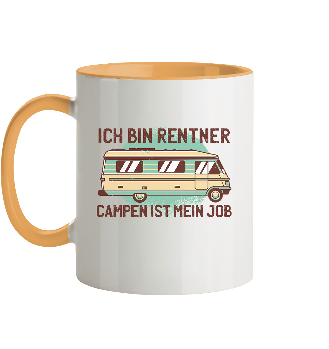 Tasse mit Spruch Ich bin Rentner campen ist mein Job - Tasse zweifarbig - Online Kaufhaus München