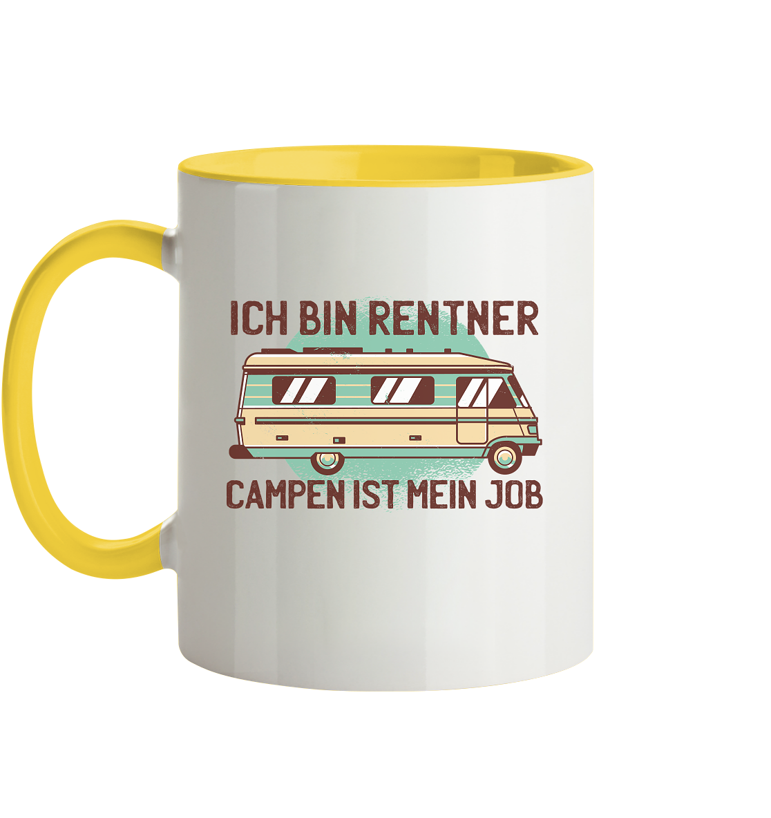 Tasse mit Spruch Ich bin Rentner campen ist mein Job - Tasse zweifarbig - Online Kaufhaus München