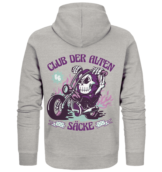 Biker Jacke mit Skelett-Design, organic Reißverschluss, für Motorradfahrer, detailreiche Illustration, schwarzes Material.