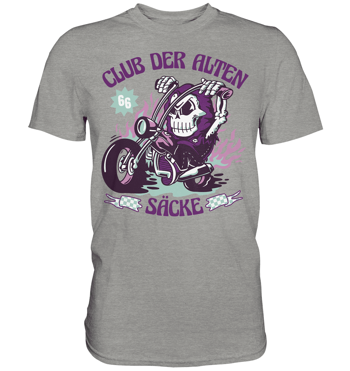 Club der alten Säcke ,Biker ,Motorradfahrer Skelett - Premium Shirt - Online Kaufhaus München