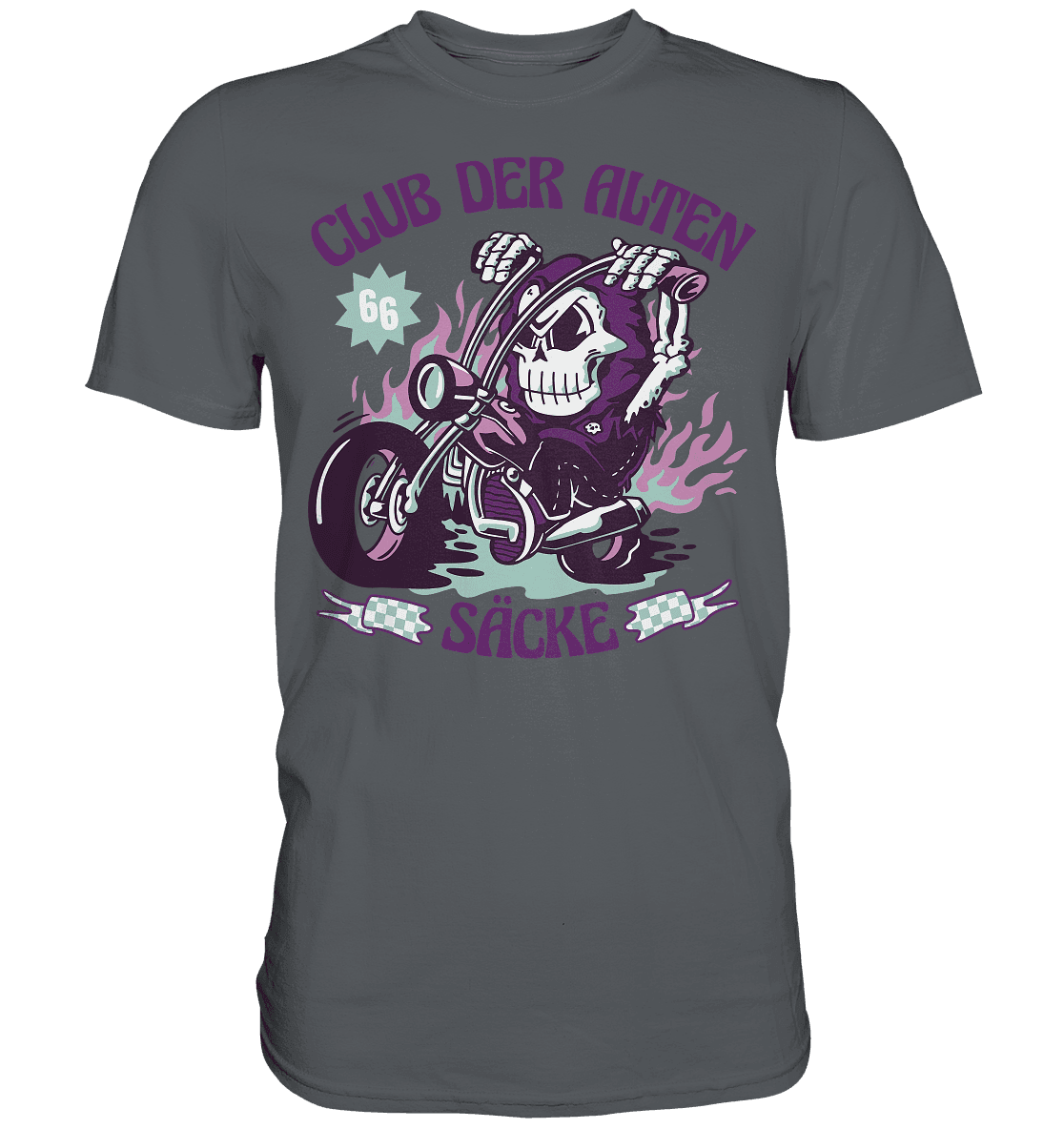 Club der alten Säcke ,Biker ,Motorradfahrer Skelett - Premium Shirt - Online Kaufhaus München