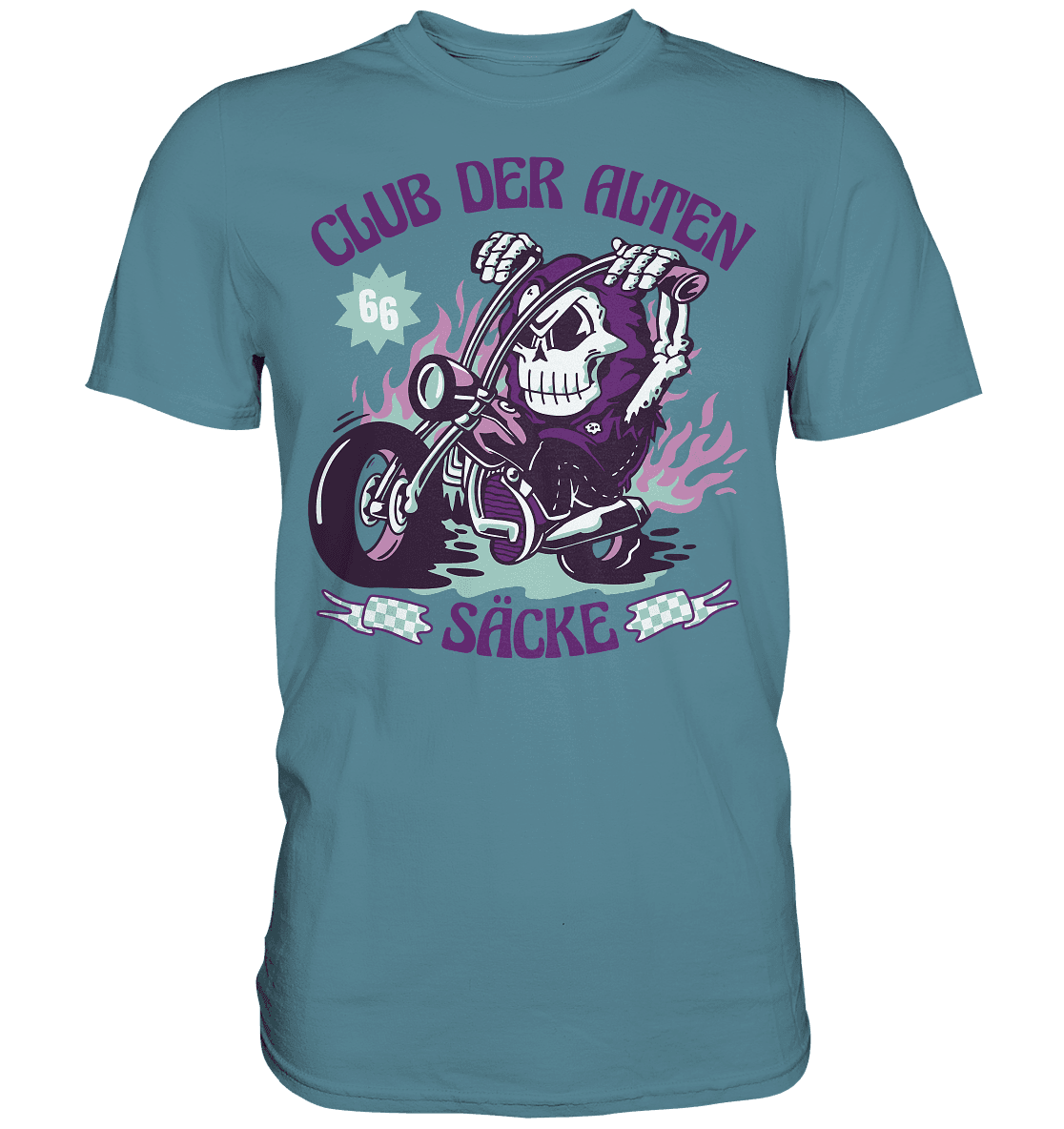 Club der alten Säcke ,Biker ,Motorradfahrer Skelett - Premium Shirt - Online Kaufhaus München
