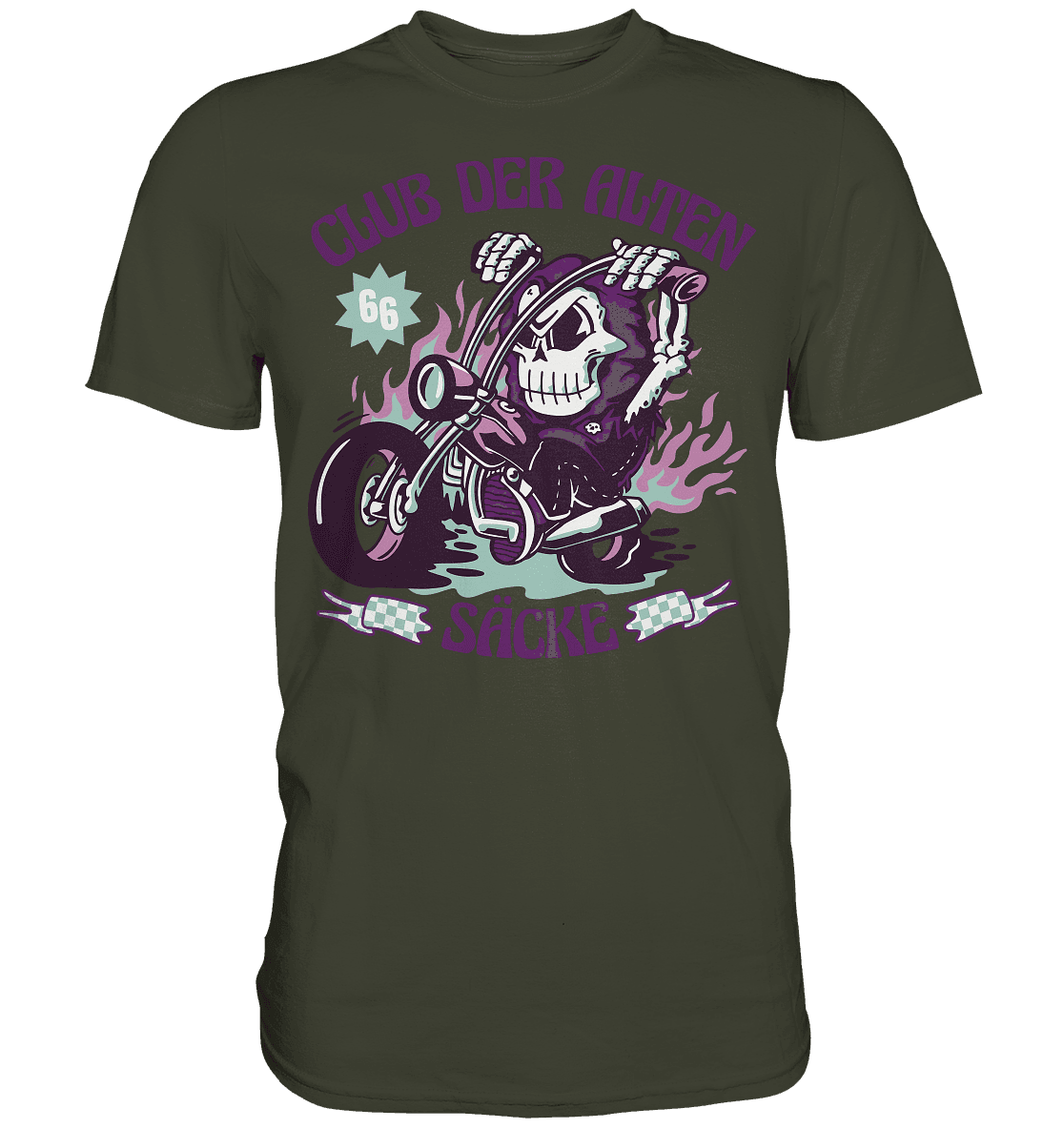 Club der alten Säcke ,Biker ,Motorradfahrer Skelett - Premium Shirt - Online Kaufhaus München