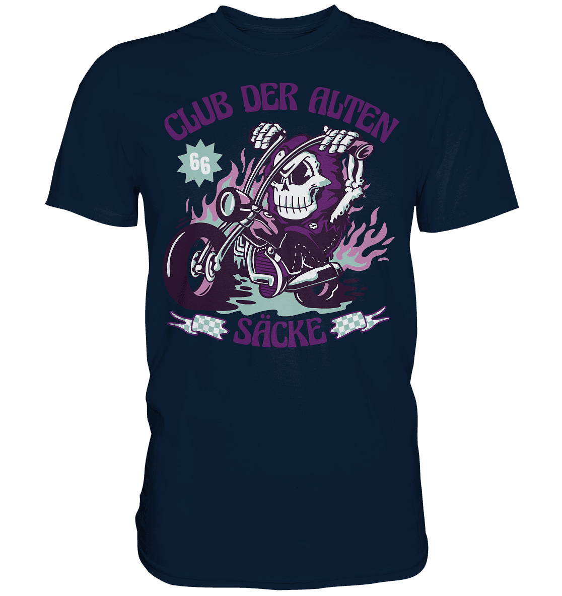 Club der alten Säcke ,Biker ,Motorradfahrer Skelett - Premium Shirt - Online Kaufhaus München