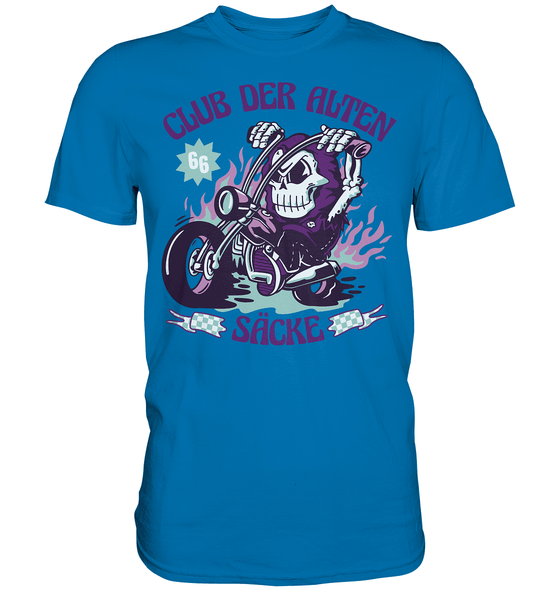 Club der alten Säcke ,Biker ,Motorradfahrer Skelett - Premium Shirt - Online Kaufhaus München