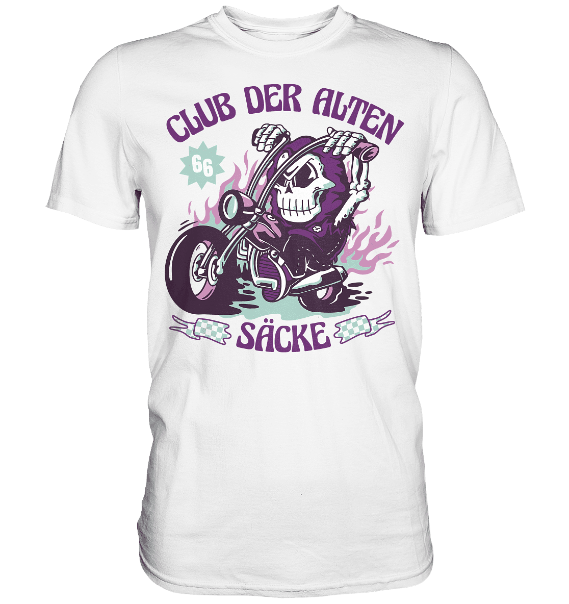 Club der alten Säcke ,Biker ,Motorradfahrer Skelett - Premium Shirt - Online Kaufhaus München