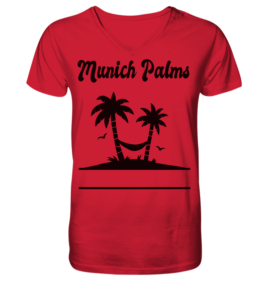 Design Munich Palms - Mens Organic V-Neck Shirt - Online Kaufhaus München