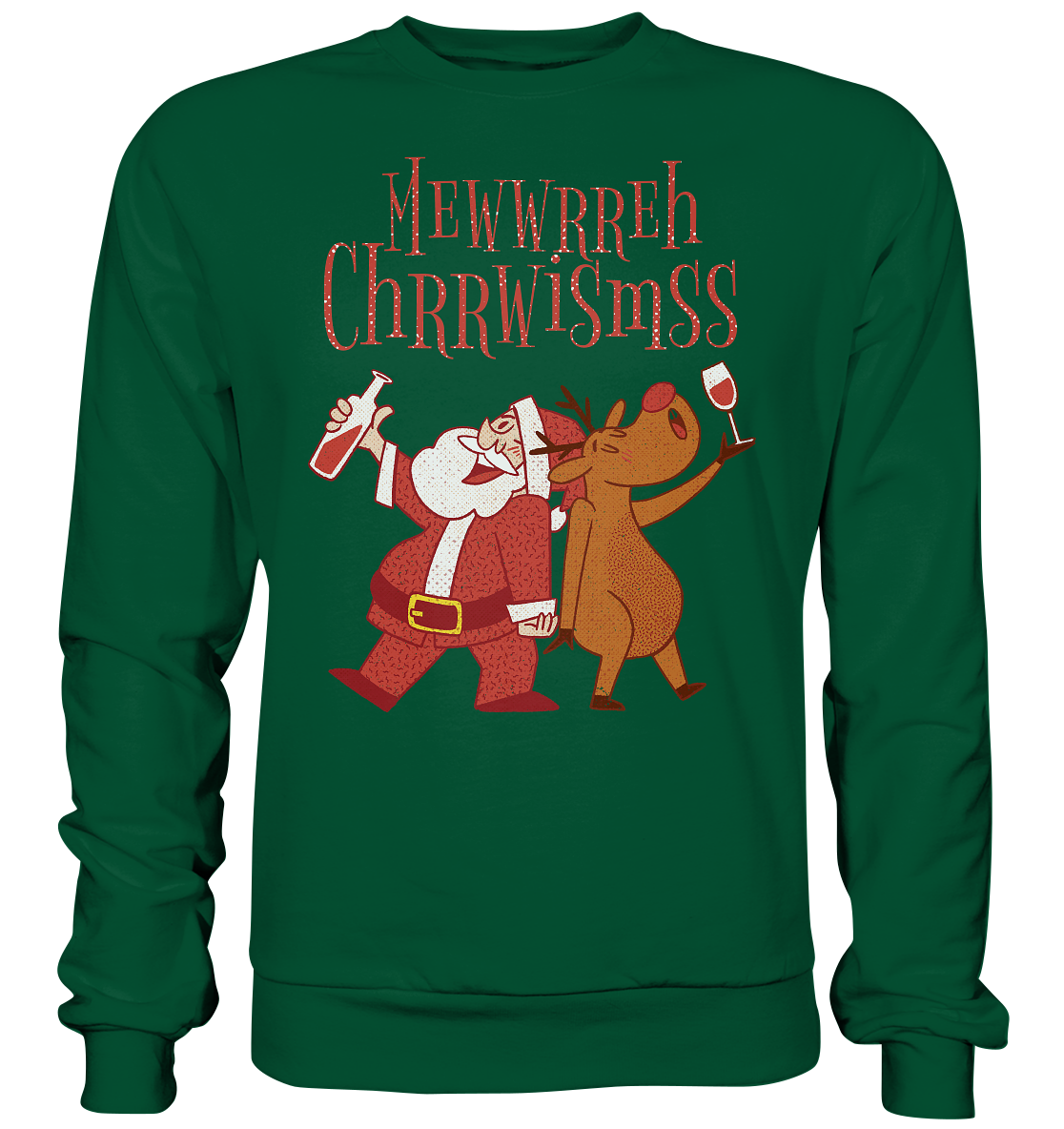 Drunk Santa with Reindeer - Basic Sweatshirt