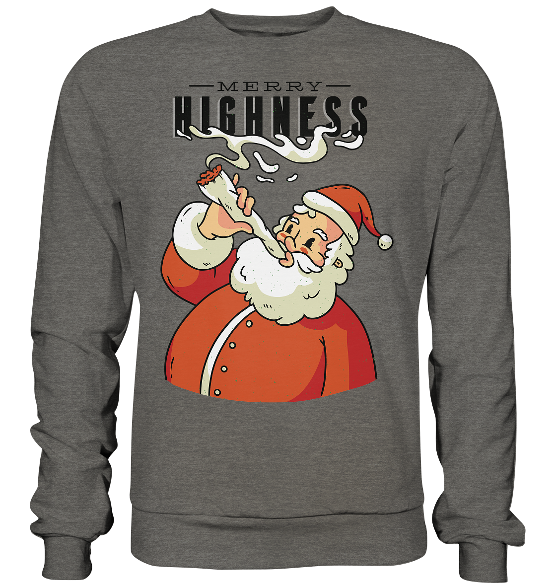 Weihnachten Kiffender Weihnachtsmann Nikolaus Merry Highness - Basic Sweatshirt