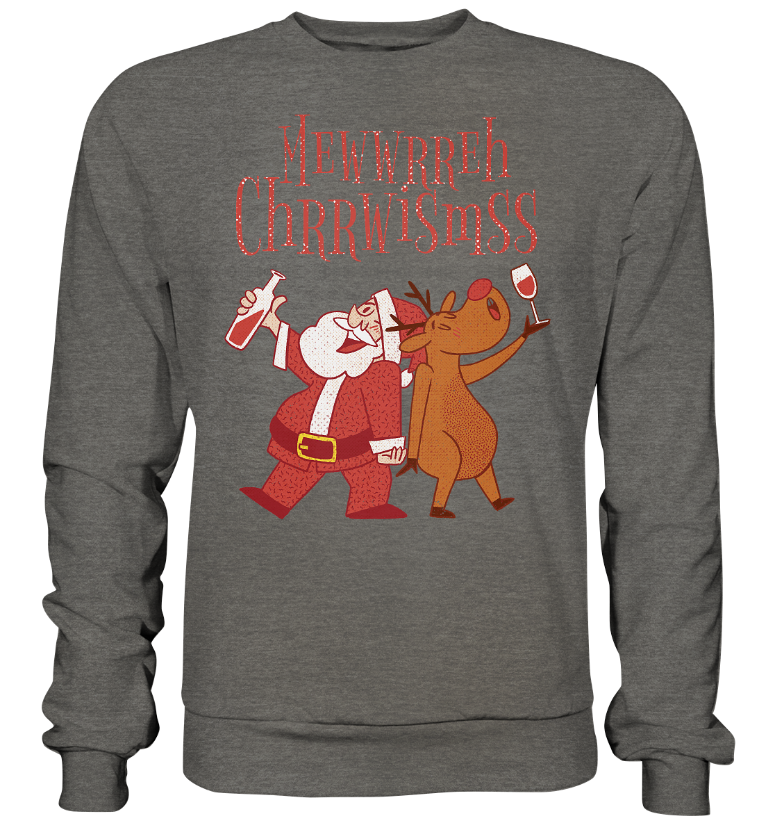 Drunk Santa with Reindeer - Basic Sweatshirt