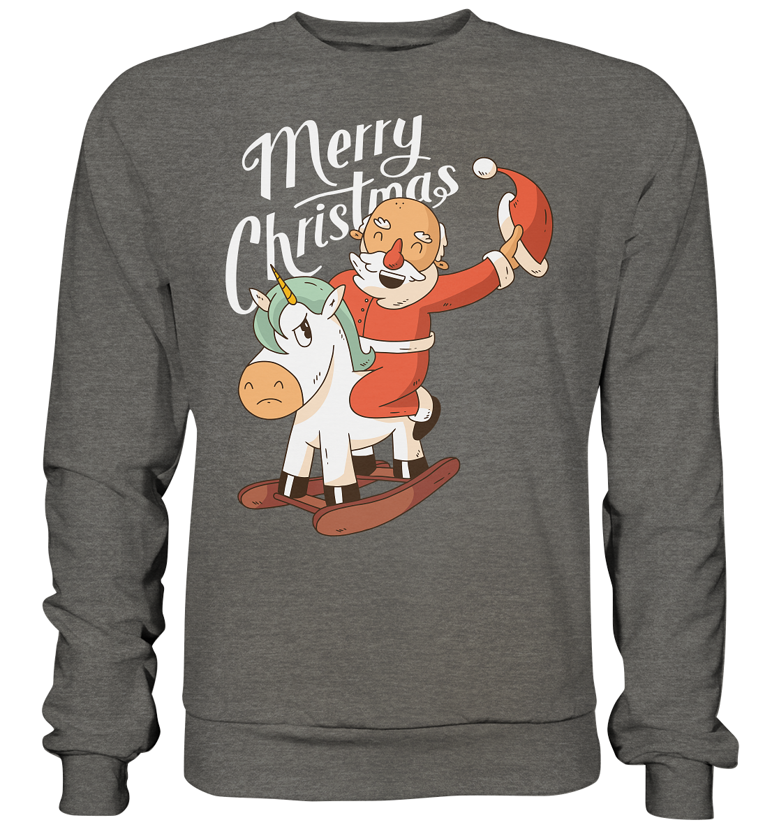 Weihnachten Nikolaus am Schaukelpferd Merry Christmas  - Basic Sweatshirt