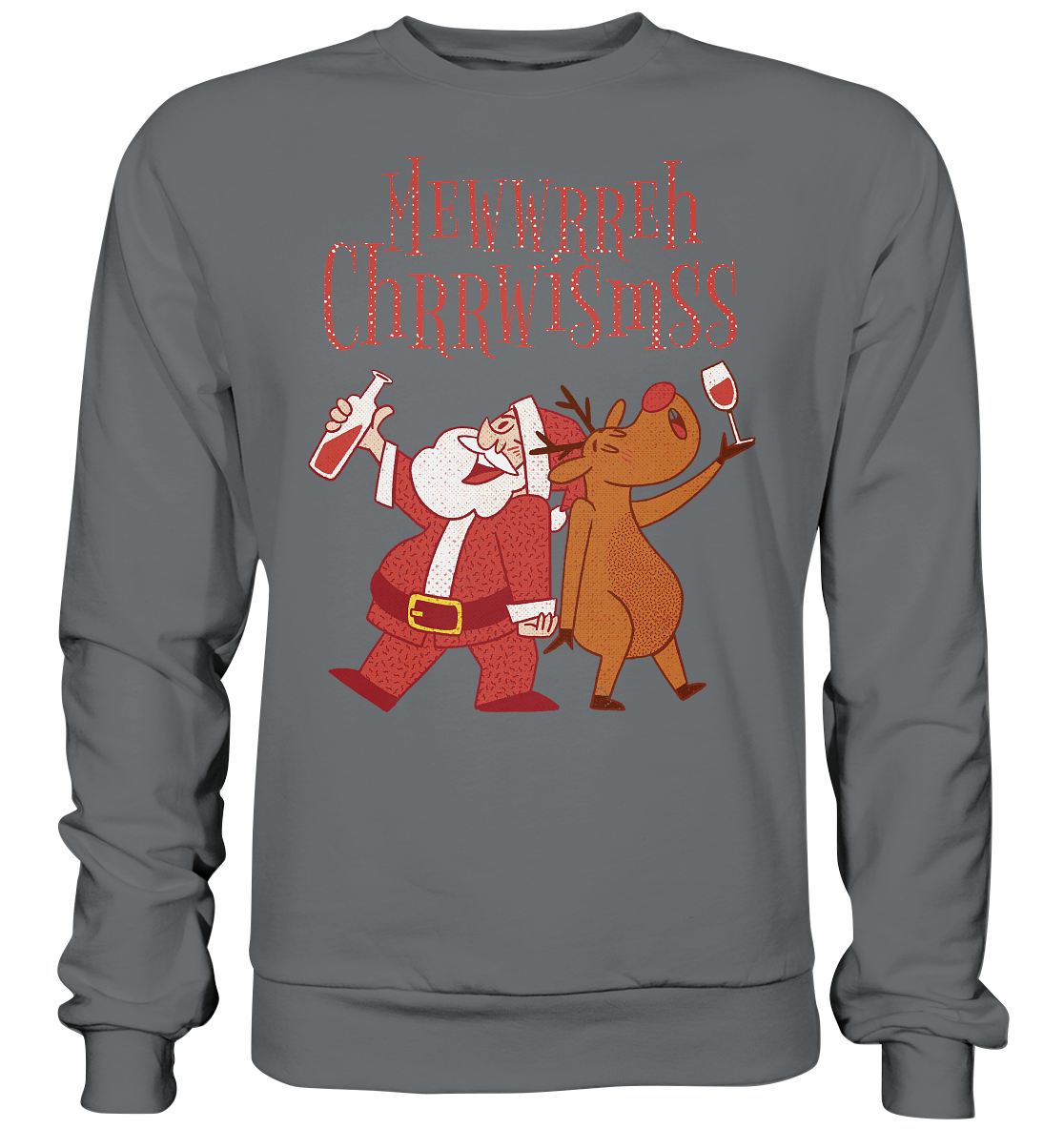 Betrunkerner Nikolaus mit Rentier - Basic Sweatshirt