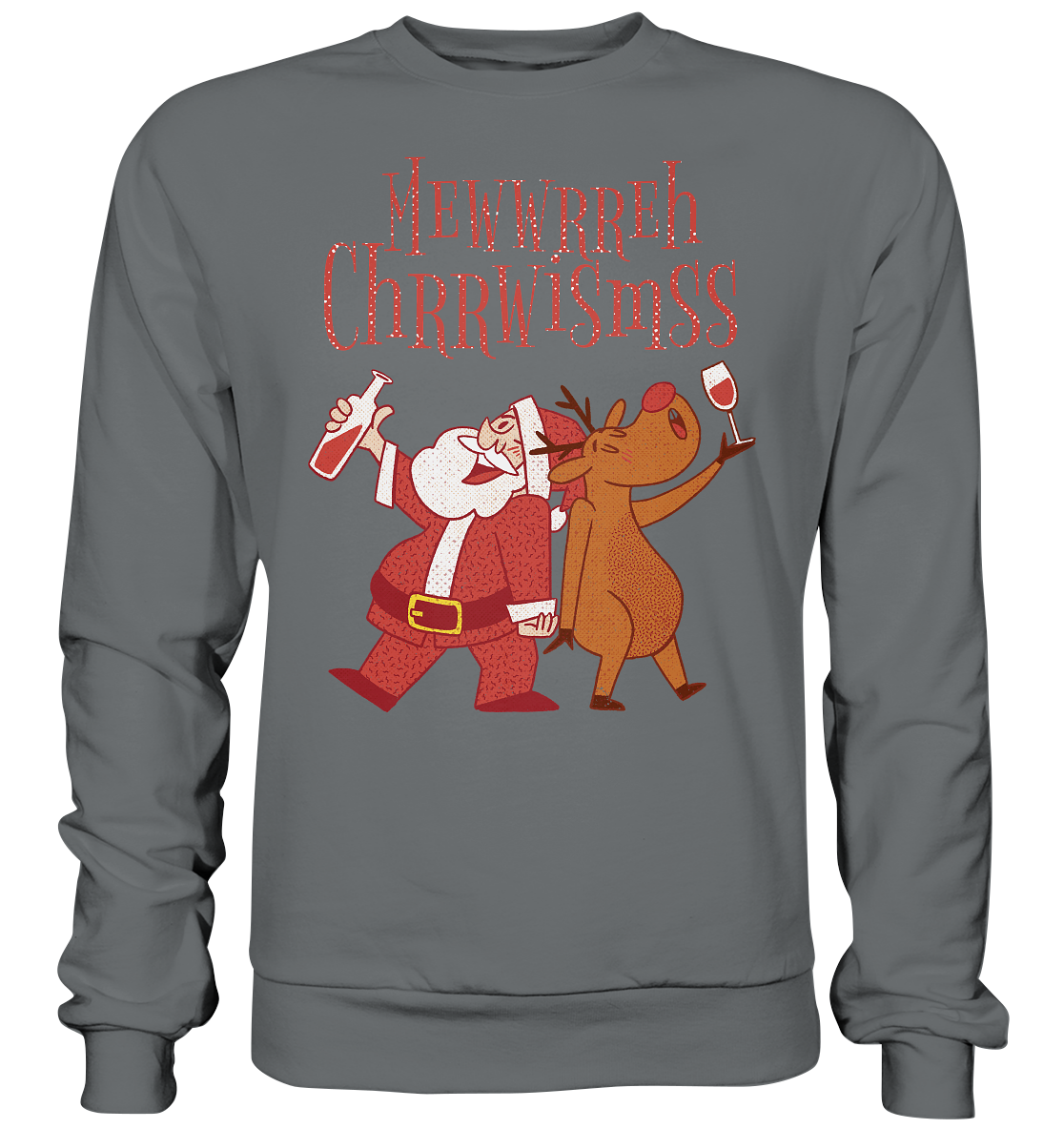 Drunk Santa with Reindeer - Basic Sweatshirt