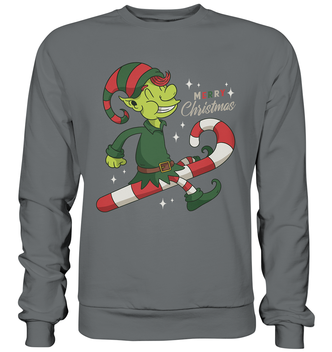 Weihnacht Design Netter Weihnachtself  mit Zuckerstange Merry Christmas - Basic Sweatshirt