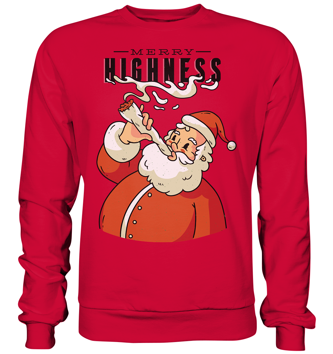 Weihnachten Kiffender Weihnachtsmann Nikolaus Merry Highness - Basic Sweatshirt