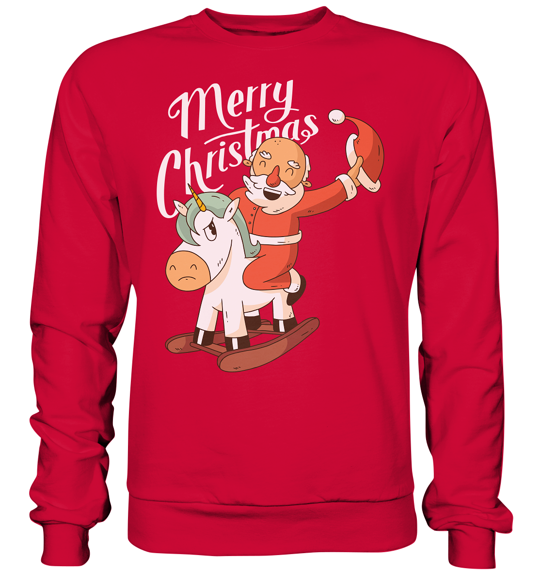 Weihnachten Nikolaus am Schaukelpferd Merry Christmas  - Basic Sweatshirt