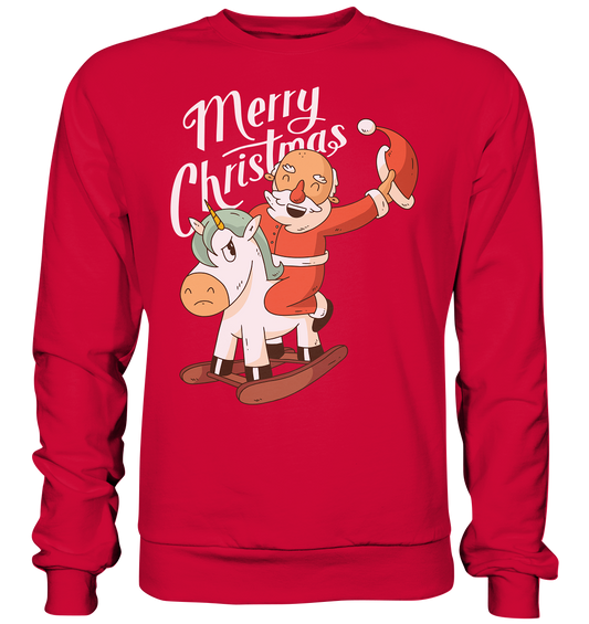 Christmas Santa Claus on the rocking horse Merry Christmas - Basic sweatshirt