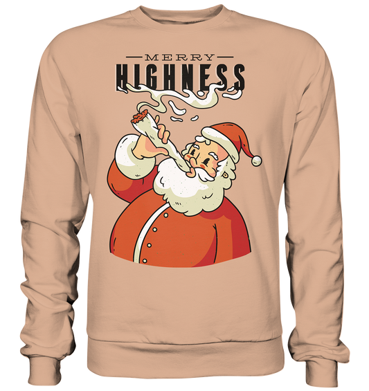 Christmas Weed Smoking Santa Claus Merry Highness - Basic Sweatshirt