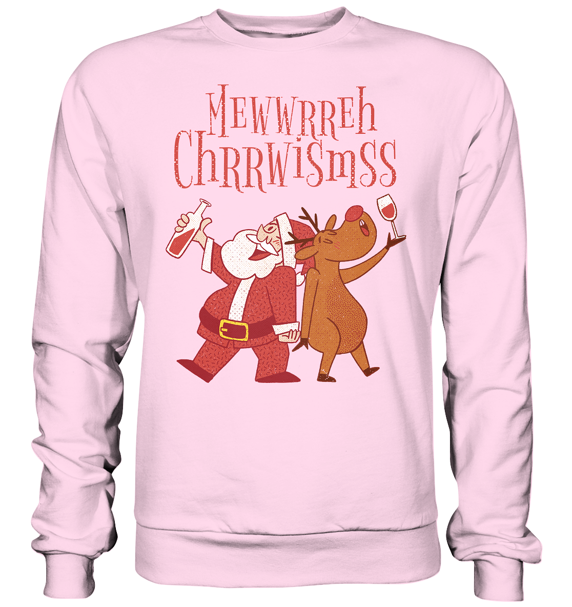 Betrunkerner Nikolaus mit Rentier - Basic Sweatshirt