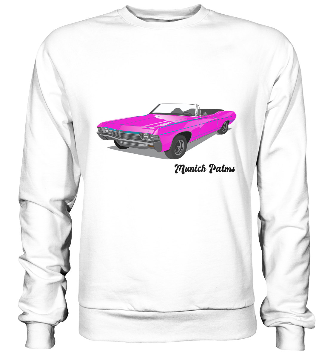 Pink Retro Classic Car Oldtimer, Car, Convertible by Munich Palms - Basic Sweatshirt