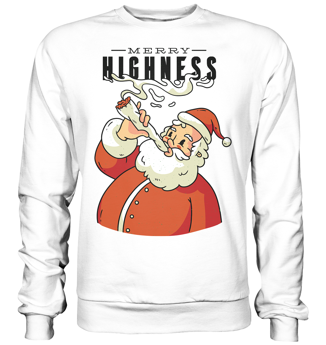 Weihnachten Kiffender Weihnachtsmann Nikolaus Merry Highness - Basic Sweatshirt