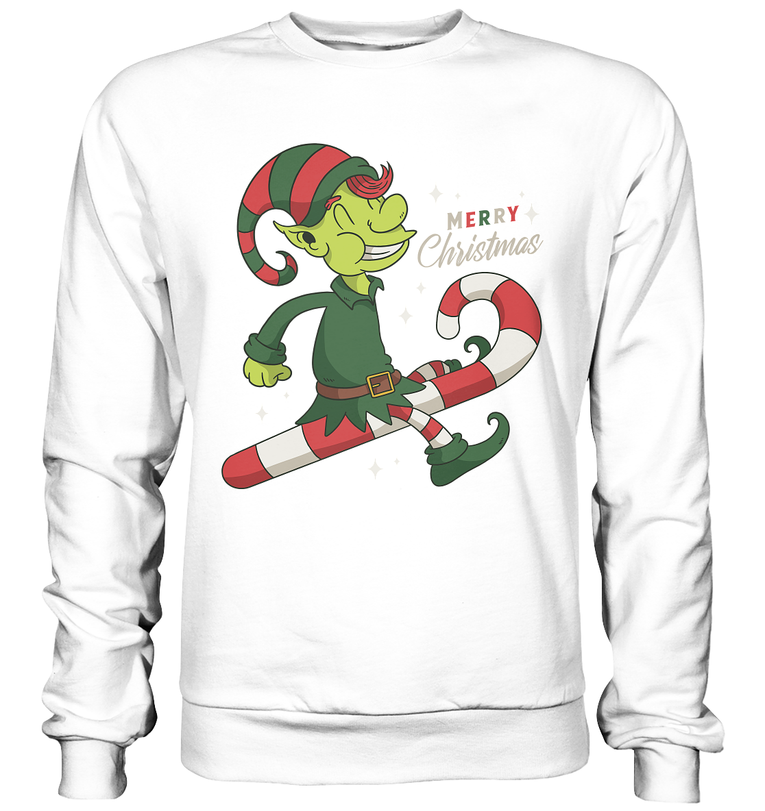 Weihnacht Design Netter Weihnachtself  mit Zuckerstange Merry Christmas - Basic Sweatshirt