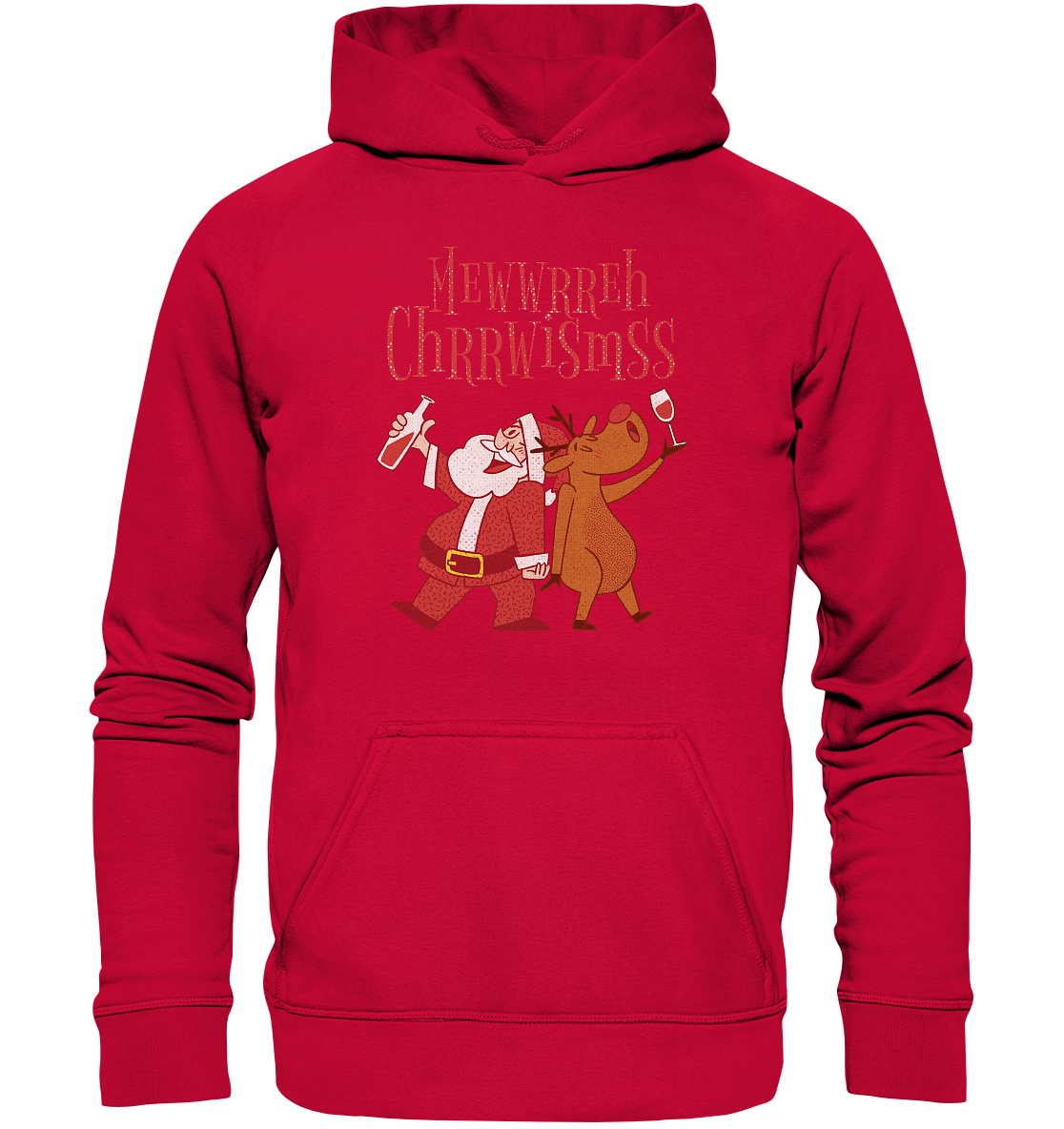 Betrunkerner Nikolaus mit Rentier - Basic Unisex Hoodie