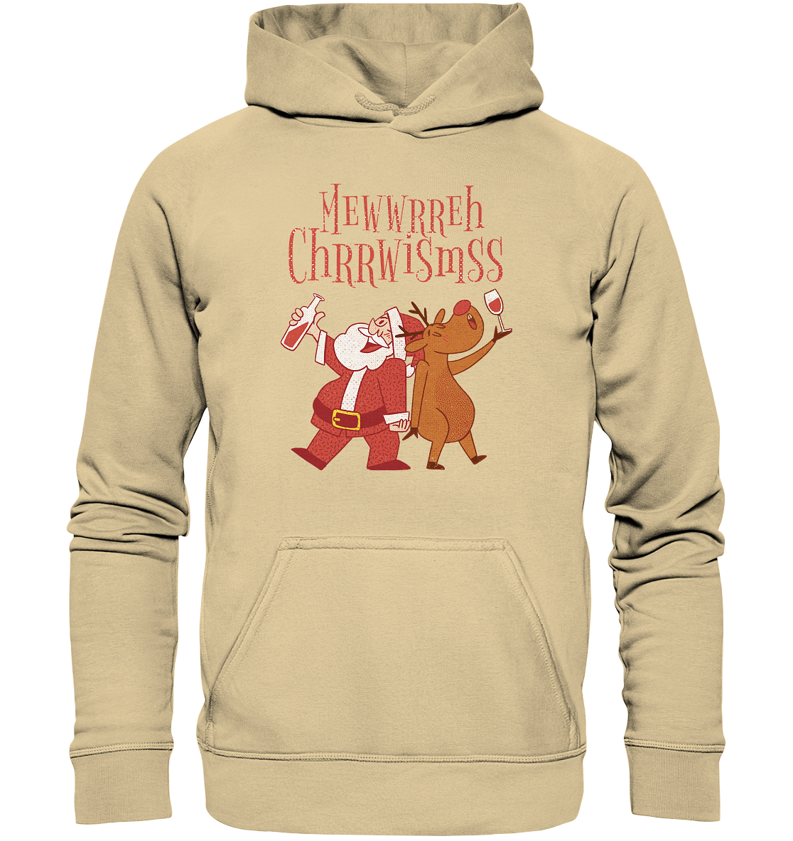 Betrunkerner Nikolaus mit Rentier - Basic Unisex Hoodie