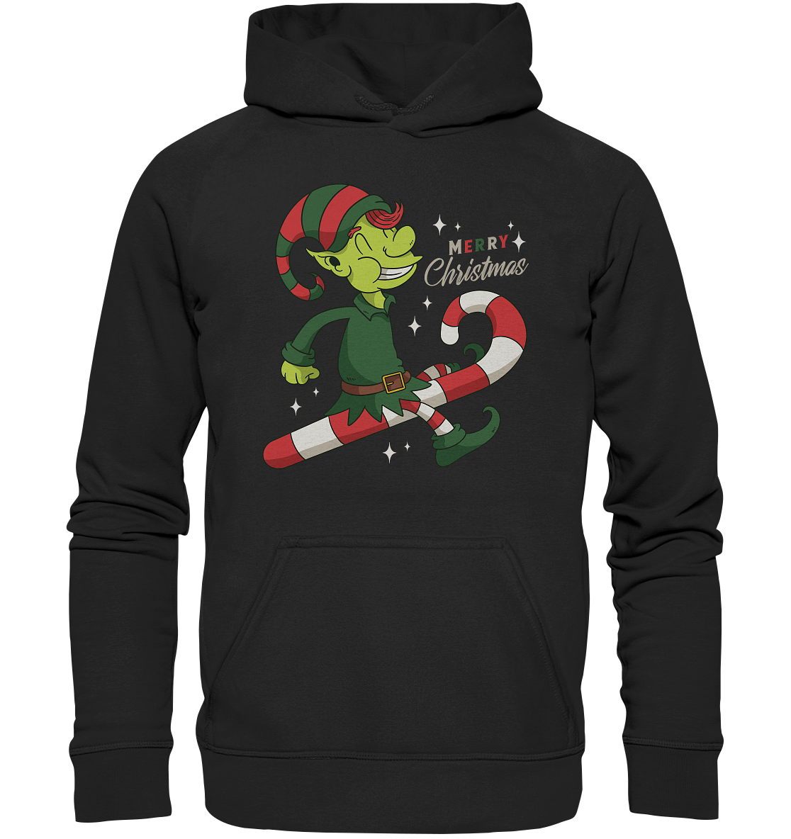 Weihnacht Design Netter Weihnachtself  mit Zuckerstange Merry Christmas - Basic Unisex Hoodie XL