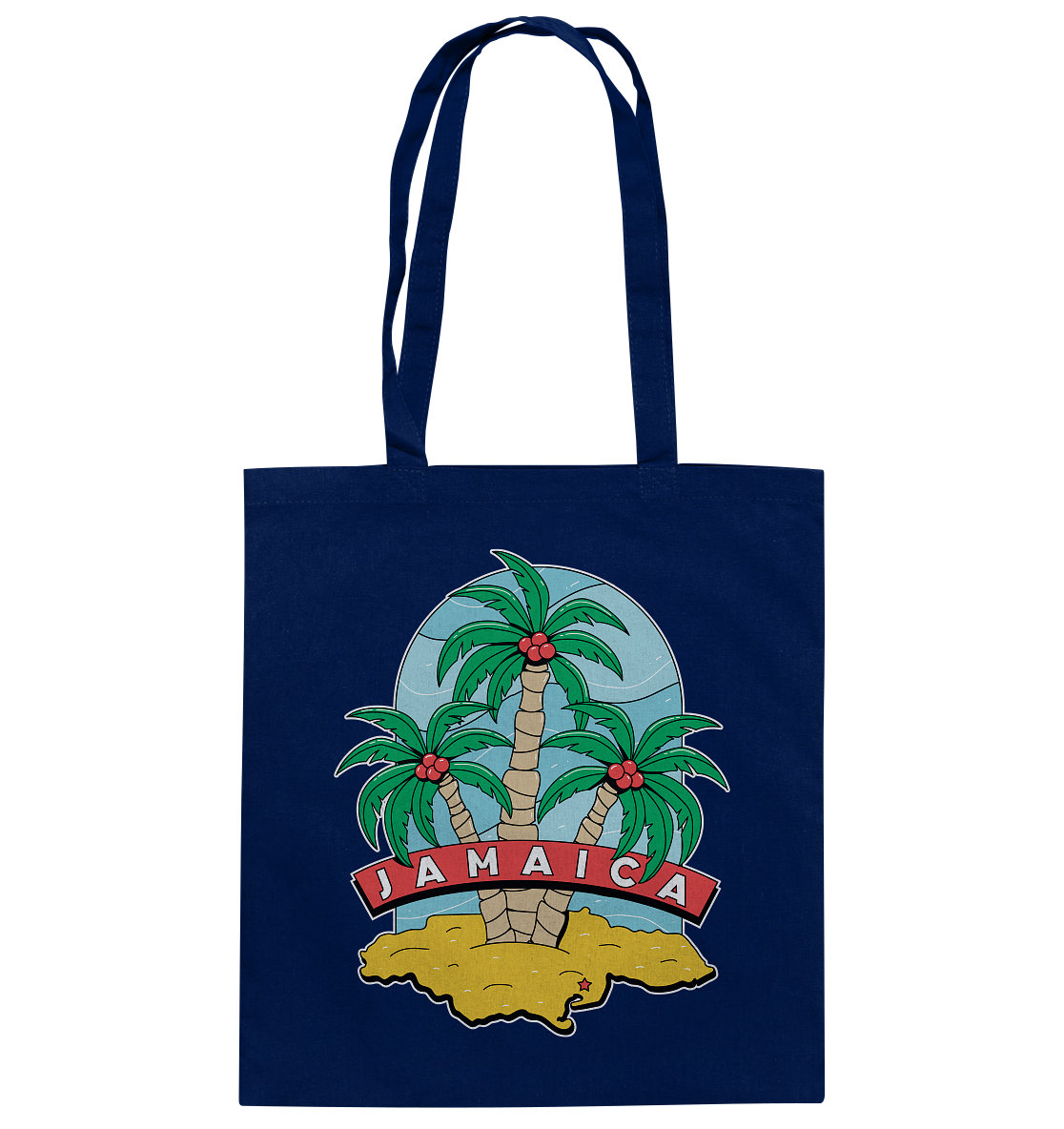 Jamaica Strand mit Palmen  - Baumwolltasche