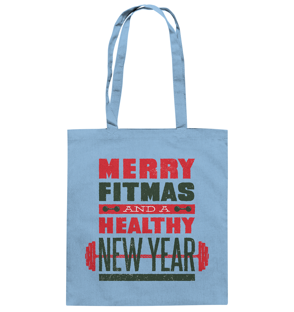 Weihnachtliches Design, Gym, Merry Fitmas and a Healthy New Year - Baumwolltasche