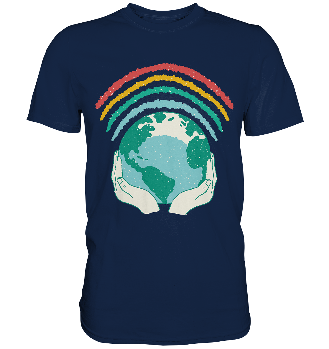 Regenbogen mit Weltkugel in Händen    - Classic Shirt