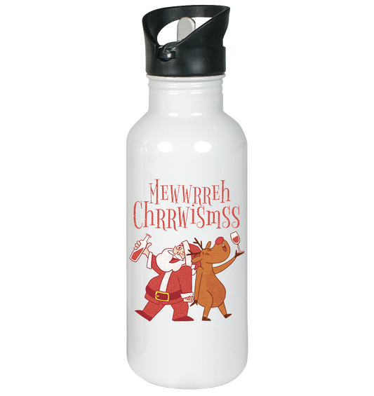 Drunk Santa Claus with Reindeer - stainless steel drinking bottle