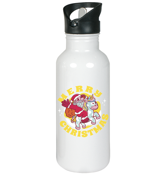 Santa Claus riding a unicorn, Santa Claus Unicorn, Merry Christmas - stainless steel drinking bottle