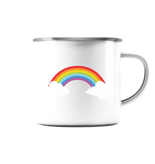 Regenbogen mit Wolken  - Emaille Tasse