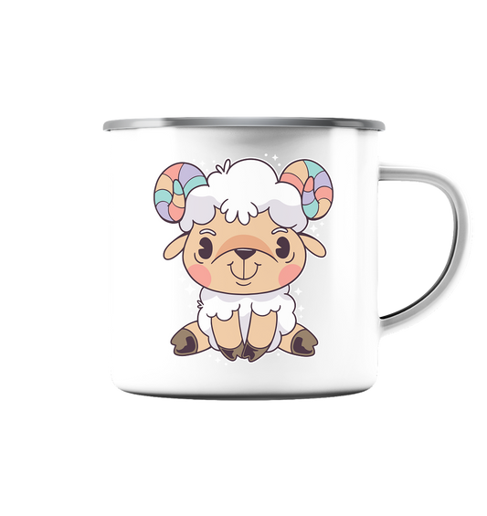 Kleiner lustiger Widder ,der Liebling der Kinder  - Emaille Tasse