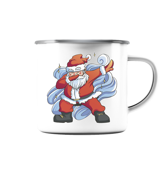 Weihnachten, Nikolaus Dabbing ,tanzender Nikolaus ,Fun ,Santa Dabbing  Christmas - Emaille Tasse (Silber)