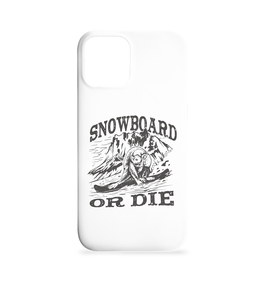 Snowboard or Die , Affe auf einem Snowboard - Iphone 12 / 12 Pro Handyhülle