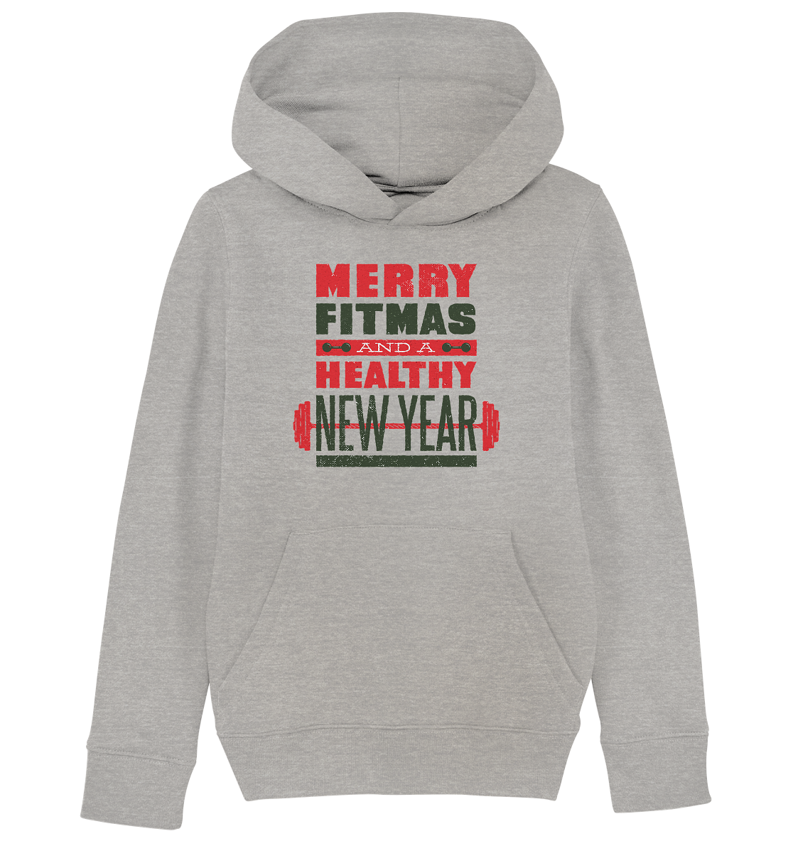 Christmas design, Gym, Merry Fitmas and a Healthy New Year - Kids Organic Hoodie
