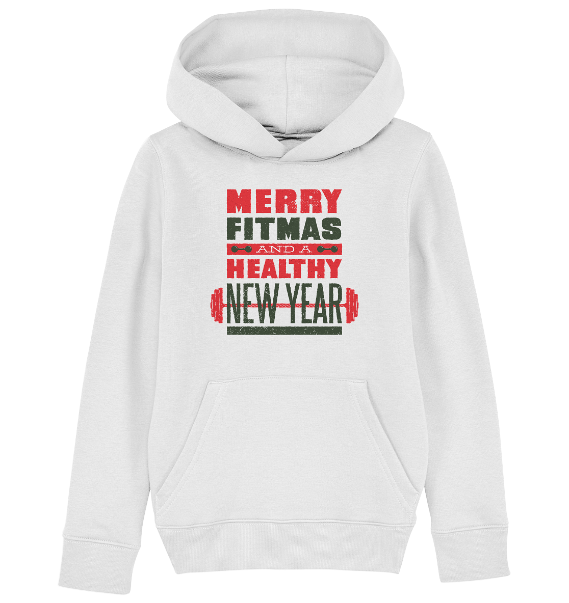 Weihnachtliches Design, Gym, Merry Fitmas and a Healthy New Year - Kids Organic Hoodie