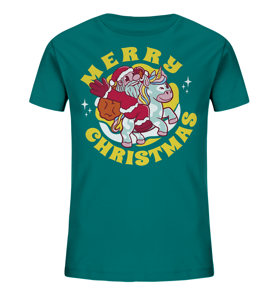 Riding Santa Claus, Merry Christmas, Merry Christmas - Kids Organic Shirt