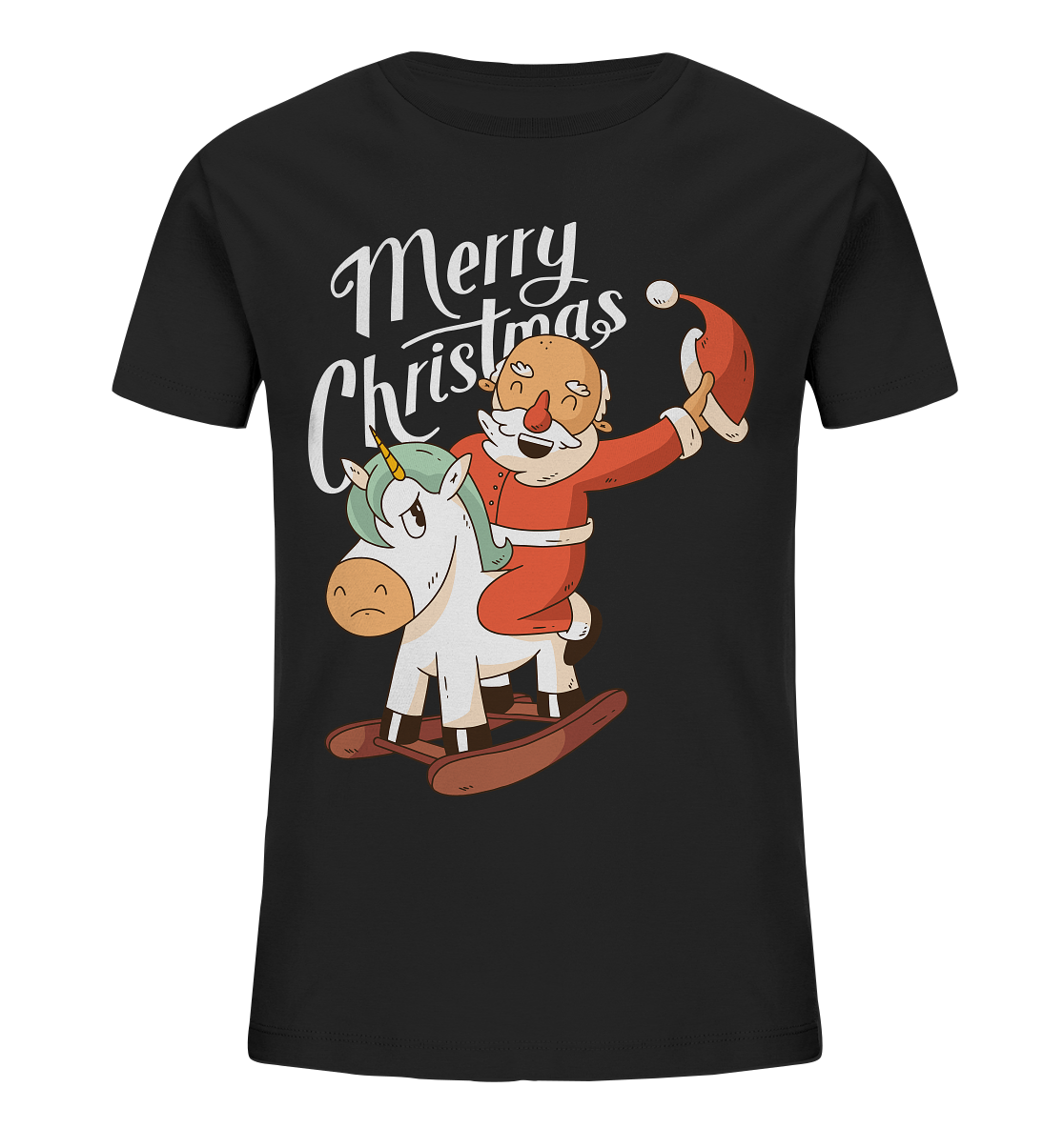Weihnachten Nikolaus am Schaukelpferd Merry Christmas  - Kids Organic Shirt