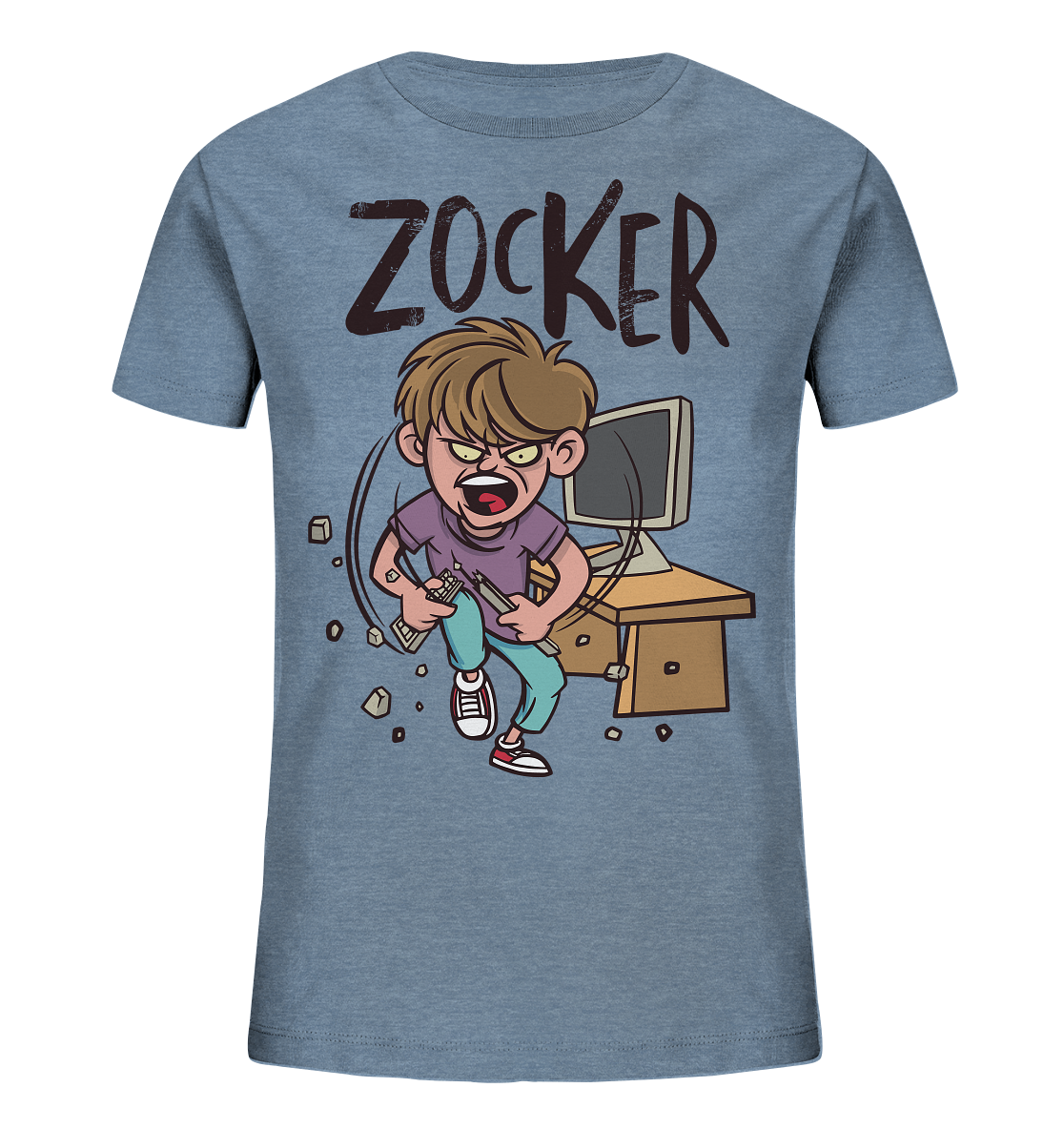 Zorniger Zocker zerbricht die Tastatur  - Kids Organic Shirt
