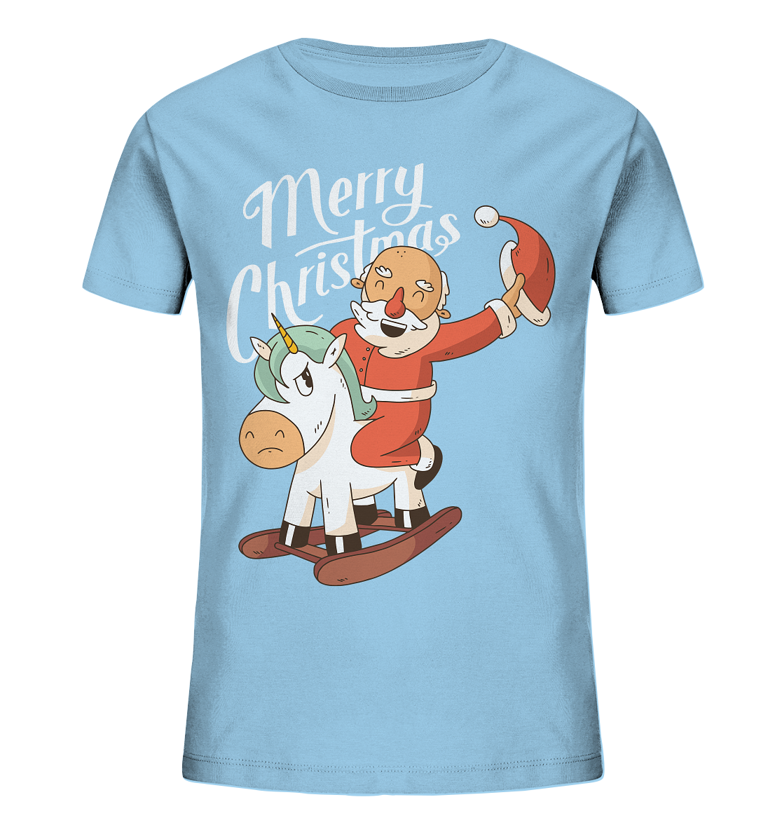 Weihnachten Nikolaus am Schaukelpferd Merry Christmas  - Kids Organic Shirt
